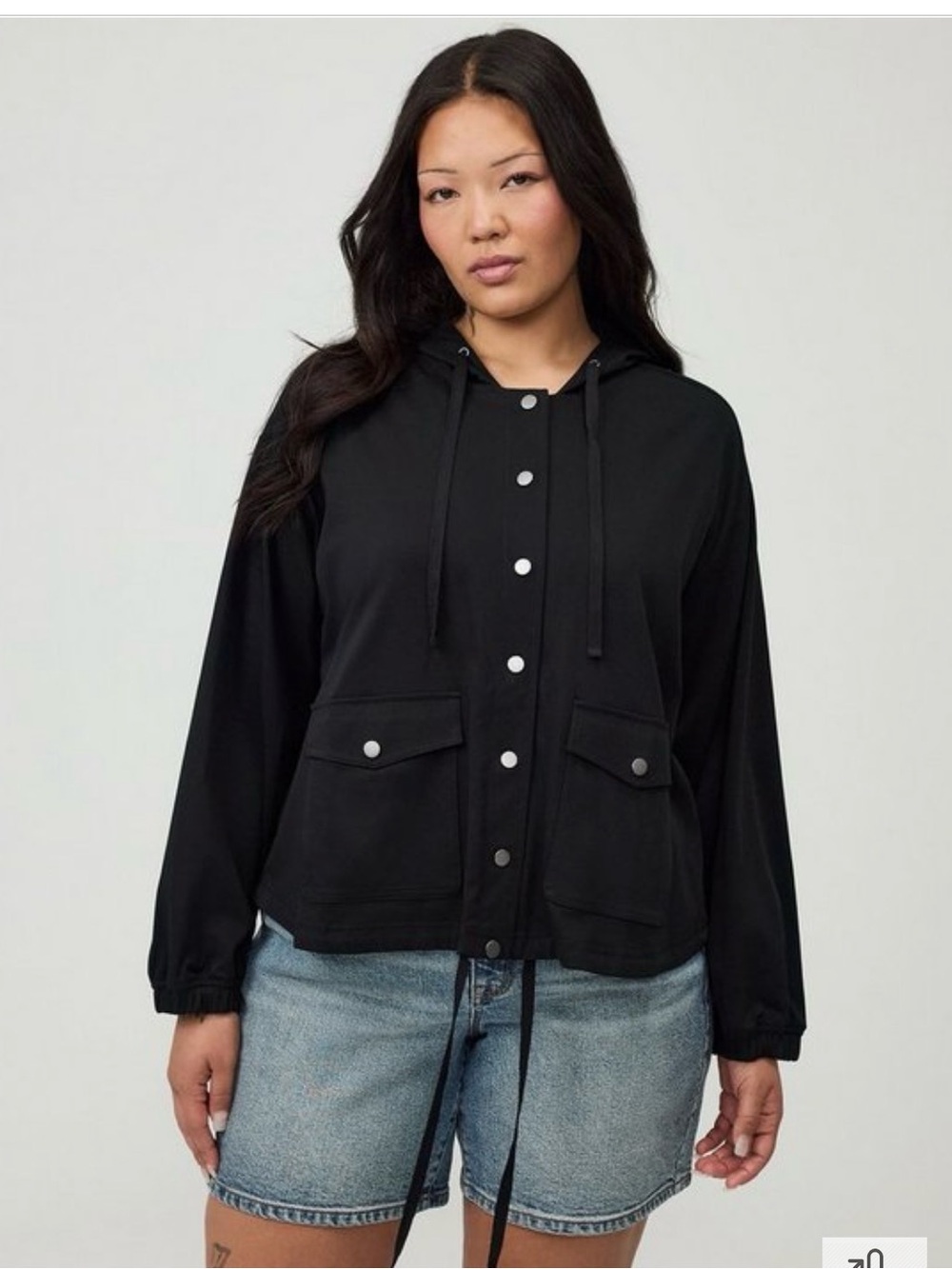TORRID Black Hooded Crop Utility Jacket